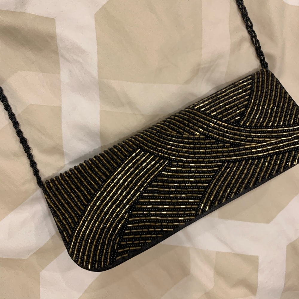 Cute Black Beaded Clutch